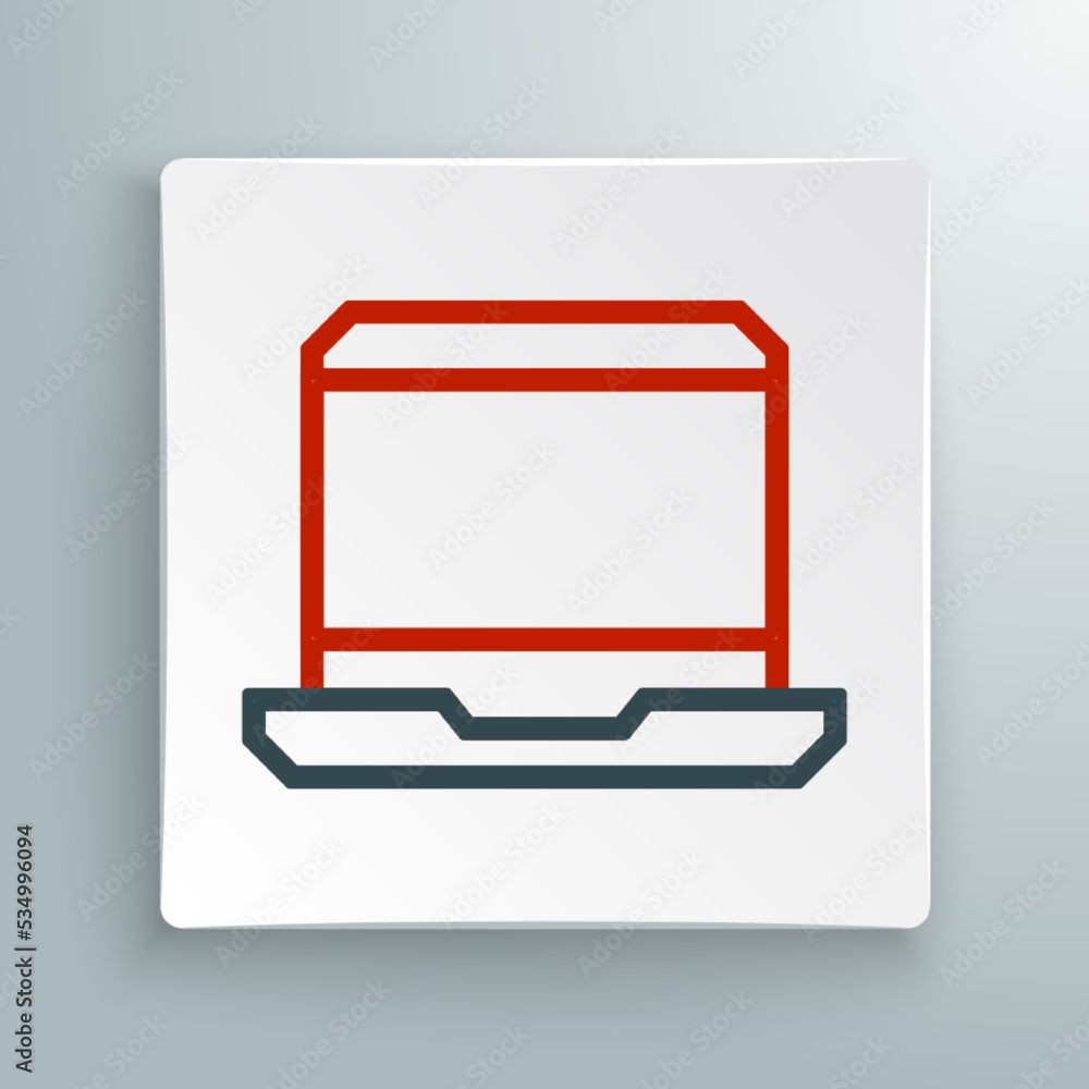 Poster line laptop icon isolated on white background. computer notebook with empty screen sign. colorful ou