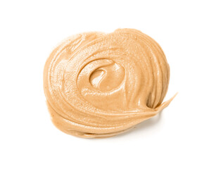 Sample of nut butter on white background