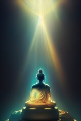 golden buddha in the universe - obrazy, fototapety, plakaty