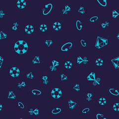 Set Diamond, Bracelet jewelry and Stud earrings on seamless pattern. Vector