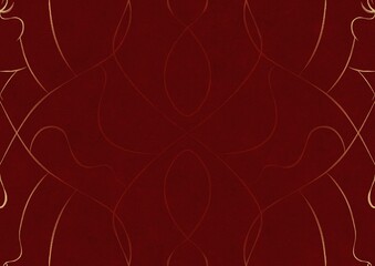 Hand-drawn unique abstract ornament. Light red on a deep red background, with vignette of same pattern in golden glitter. Paper texture. Digital artwork, A4. (pattern: p08-1a)