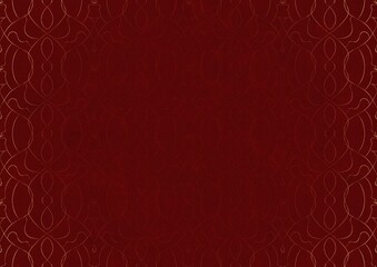 Hand-drawn unique abstract ornament. Light red on a deep red background, with vignette of same pattern in golden glitter. Paper texture. Digital artwork, A4. (pattern: p08-1c)