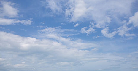 The blue sky with white clouds in the summer makes me feel refreshed.
