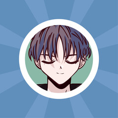 anime teen with close eyes