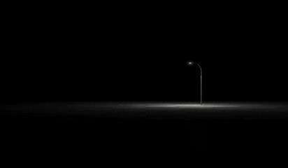Glowing Street Lamp at Night. 3d rendering