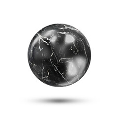 Black Marble Sphere Levitation on white background