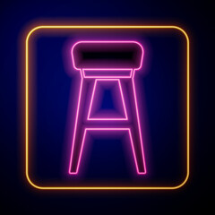 Glowing neon Chair icon isolated on black background. Vector