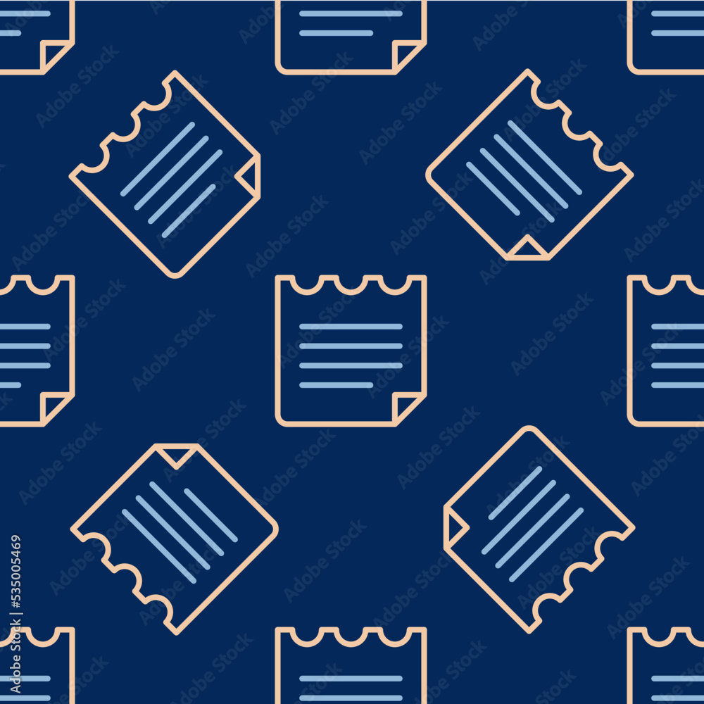Poster line notebook icon isolated seamless pattern on blue background. spiral notepad icon. school noteboo