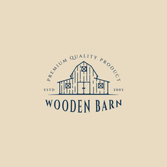 wooden barn line art logo, icon and symbol, vector illustration design