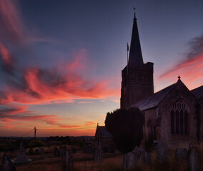 Hatherleigh church, in Devon, UK. Evening.