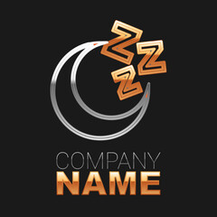 Obraz premium Line Moon and stars icon isolated on black background. Cloudy night sign. Sleep dreams symbol. Full moon. Night or bed time sign. Colorful outline concept. Vector