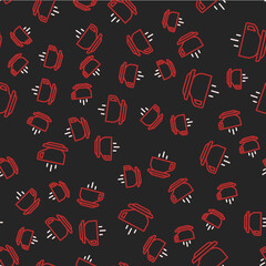 Line Coffee cup icon isolated seamless pattern on black background. Tea cup. Hot drink coffee. Vector
