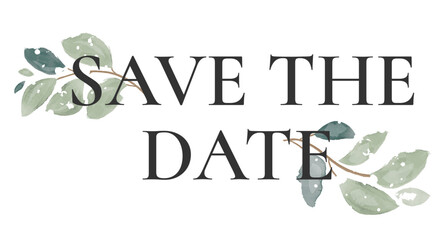 Save the date. Happy Wedding Day Greeting Card Lettering. Wedding congratulations with champagne glass on white