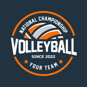 Volleyball championship logo, emblem, icons, designs templates with volleyball ball and shield