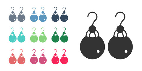 Black Earrings icon isolated on white background. Jewelry accessories. Set icons colorful. Vector