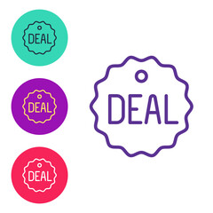 Set line Deal icon isolated on white background. Set icons colorful. Vector
