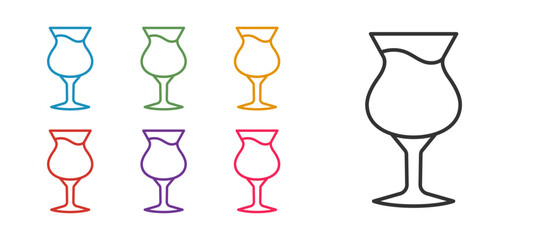 Set line Glass of beer icon isolated on white background. Set icons colorful. Vector