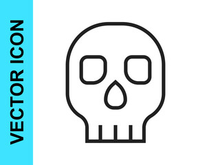 Black line Skull icon isolated on white background. Happy Halloween party. Vector