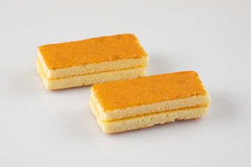 cake slice and dry cake isolated on white background