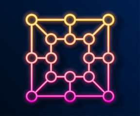 Glowing neon line Board game icon isolated on black background. Vector