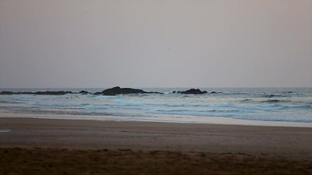 Waves of the atlantic ocean in the coast of Tamri in Morocco