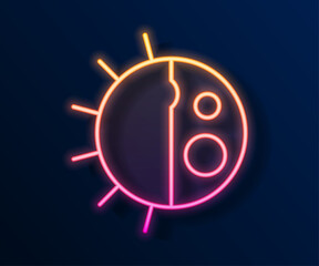 Glowing neon line Day night cycle icon isolated on black background. Day night concept, sun and moon. Vector