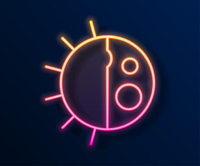 Naklejka premium Glowing neon line Day night cycle icon isolated on black background. Day night concept, sun and moon. Vector