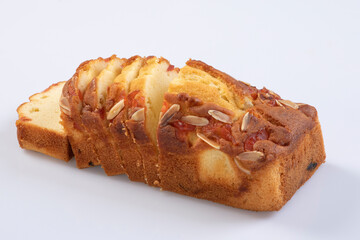 cake slice and dry cake isolated on white background