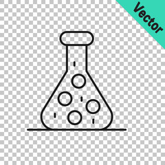 Black line Test tube and flask chemical laboratory test icon isolated on transparent background. Laboratory glassware sign. Vector