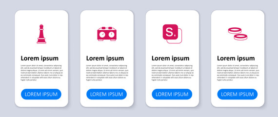 Set Checker game chips, Bingo, Time chess clock and Chess. Business infographic template. Vector