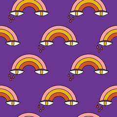 Halloween seamless pattern. Creepy and scary background. Retro doodle halloween background.