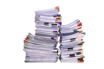 Stack of business documents papers isolated on white background