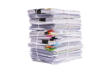 Stack of business documents papers isolated on white background