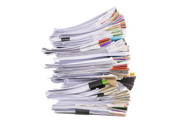 Stack of business documents papers isolated on white background - Powered by Adobe