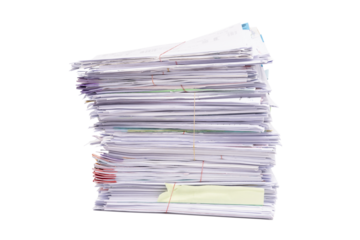 Stack of business documents papers isolated on white background