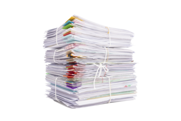 Stack of business documents papers isolated on white background