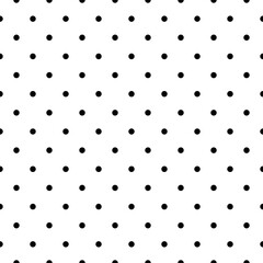 Dot seamless pattern. Black small dots on white background. Repeated monochrome wallpaper for design fabric prints. Repeating abstract simple backdrop. Repeat tiny points. Vector illustration © Omeris