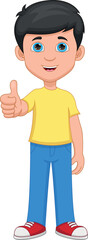 cartoon young boy thumbs up