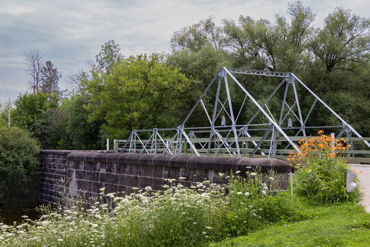 Burritts Rapids historic swing bridge on the Rideau Canal in Ontario, Canada