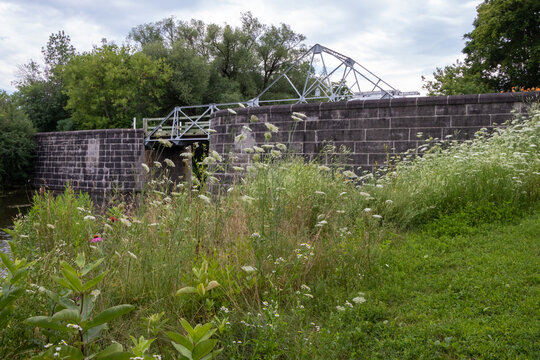 Burritts Rapids historic swing bridge in Ontario, Canada