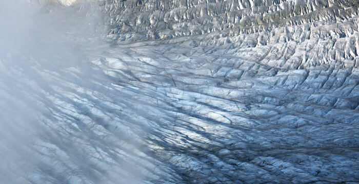 Scenic landscape of the Gorner Glacier (Gornergletscher) in Switzerland, the second largest glacier in the Alps, Europe