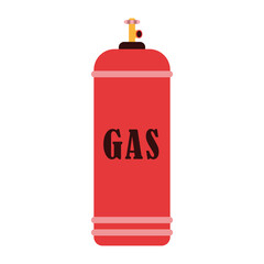 Red big gas bottle icon isolated on white background. Gas shortage in the world, crisis. Dangerous explosive. Fuel storage tank. Expensive energy resources Vector flat illustration.