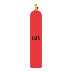 Red long gas bottle icon isolated on white background. Deficit in the world, crisis. Dangerous explosive. Storage tank for helium and other gases. Expensive energy resources Vector flat illustration