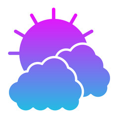 Clouds And Sun Glyph Gradient Icon