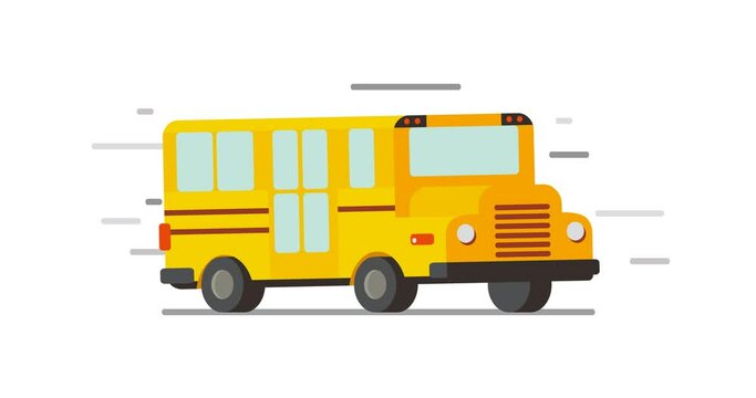 cartoon yellow school bus running