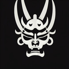 Fototapeta premium Oni Samurai Mask. Japanese Bushido Art. Oni are yōkai, supernatural ogre, trolls in Japanese folklore