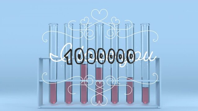 Animation of i love you over test tubes