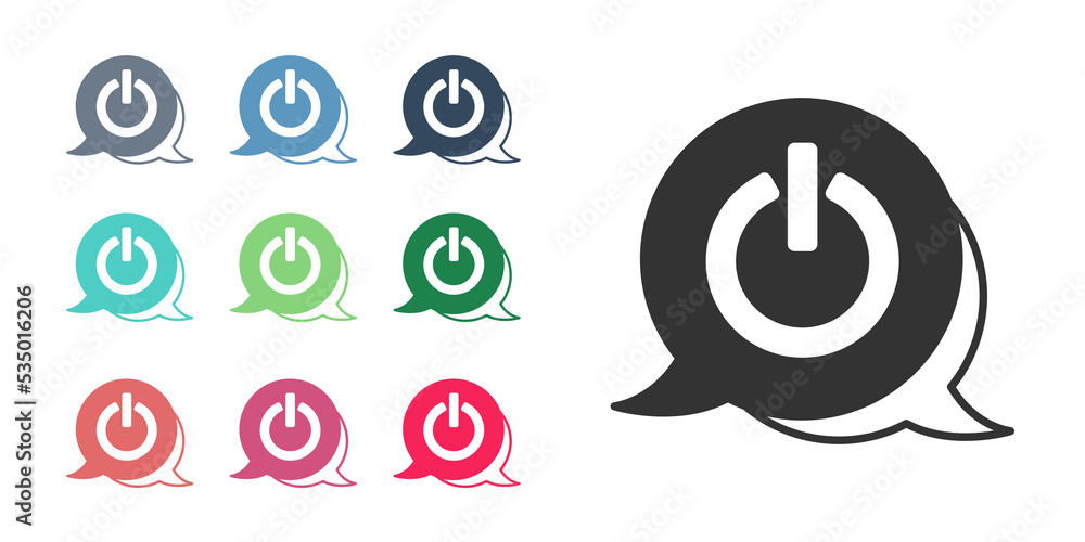 Poster black power button icon isolated on white background. start sign. set icons colorful. vector