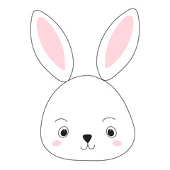 Obraz premium rabbit cartoon portrait sketch ,outline isolated