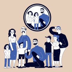 line art drawing of the family